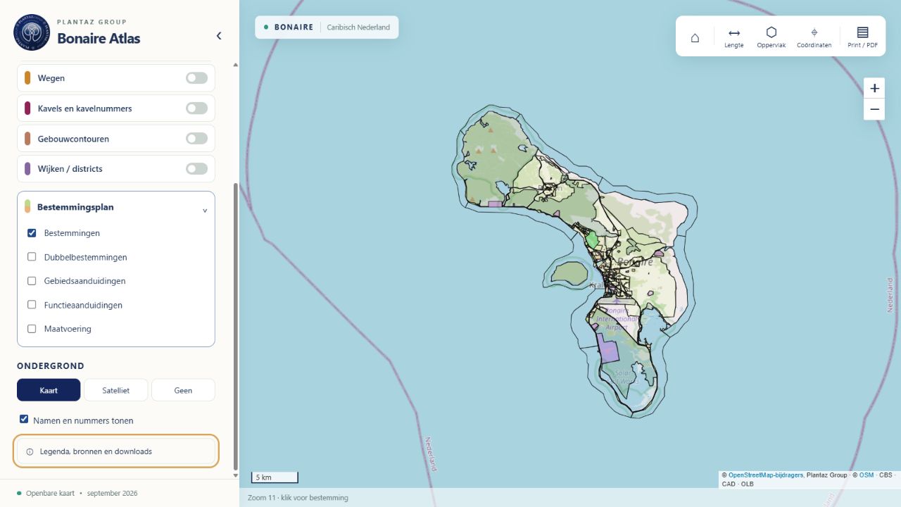 Bonaire Atlas met de bestemmingsplankaart